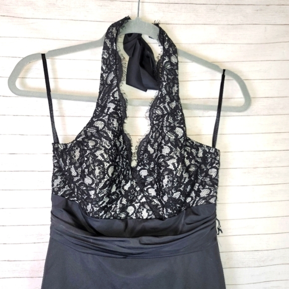 WHITE HOUSE BLACK MARKET LACE & SATIN HALTER DRESS, SZ 2 - Picture 3 of 9